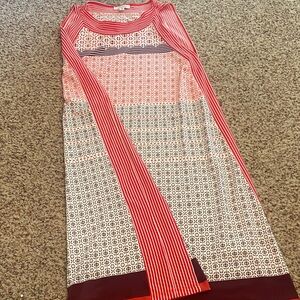 Max Studio Red and White Geometric Dress